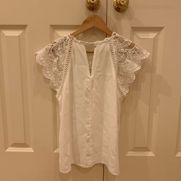 Anthropologie White Crochet Top Size M - Picture 2 of 3